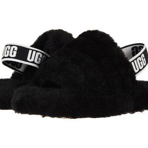 UGG Kids ~ Yeah Fluff Slide Sandal Slipper ~ Black 4